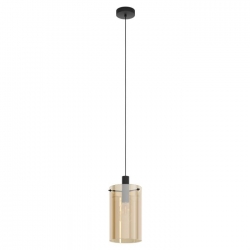 Viseća svjetiljka, E27, PROM 180, staklo amber/crna ‘POLVERARA’ - 39537