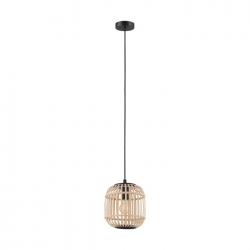Viseća svjetiljka, E27, PROM 210, crna/natur drvo “BORDESLEY” - 43231